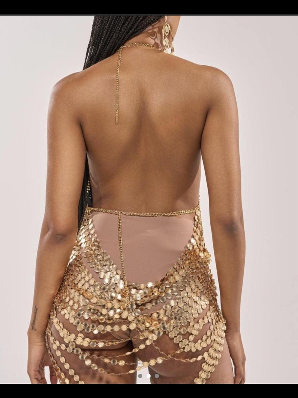 AKIRA Metallic Gold Chainmail Mini Dress - Picture 2 of 2